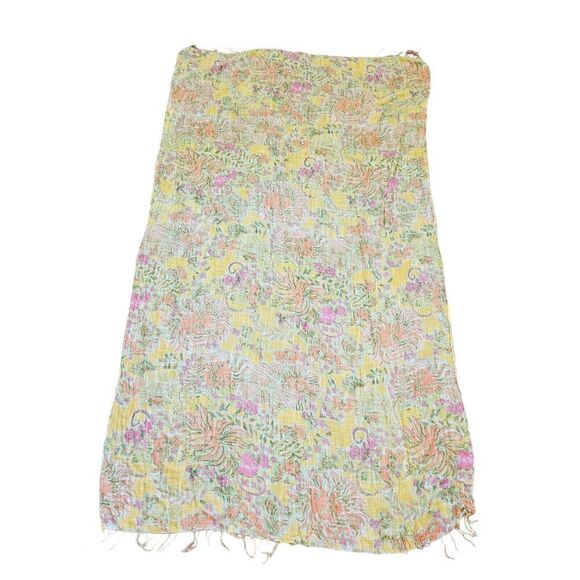 Lilly Pulitzer Target Murfee Wrap Scarf Yellow Floral Oversized Beachy Tropical - Picture 2 of 9